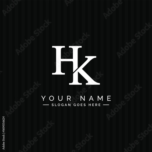 Creative Logo for Initials HK in Monogram Style - Vector Template for Initial Letter H and K