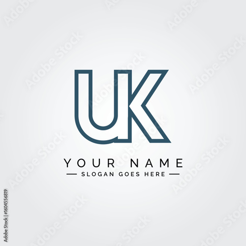 Vector Template for Initial Letter UK Logo - Elegant Monogram Logo for Alphabet U and K