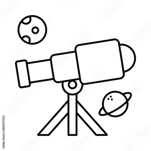 Telescope Vector outline illustration style icon. EPS 10 file