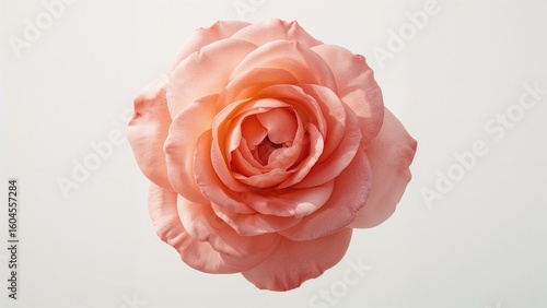 Stunning English rose blossom against a white backdrop