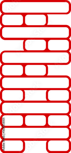 Jenga game icon in red line art.