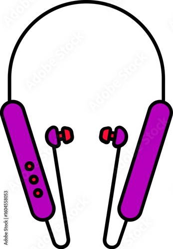 Flat style neckband icon in purple and red color.