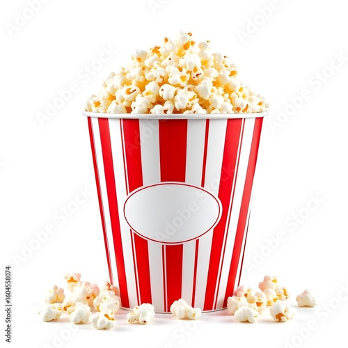 Popcorn in a Classic Striped Paper Container