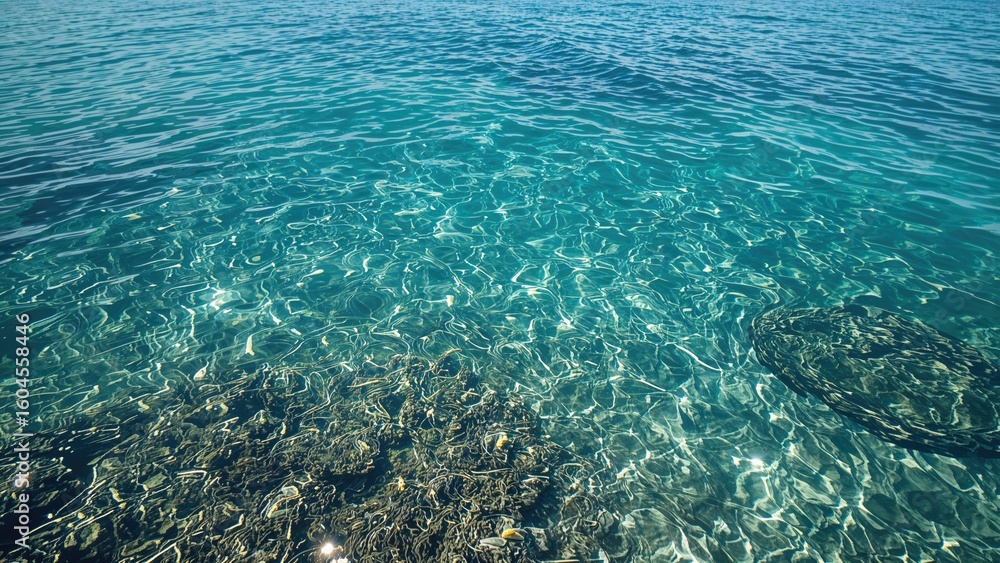 Fototapeta premium Magnificent clear ocean bottom along the coastline