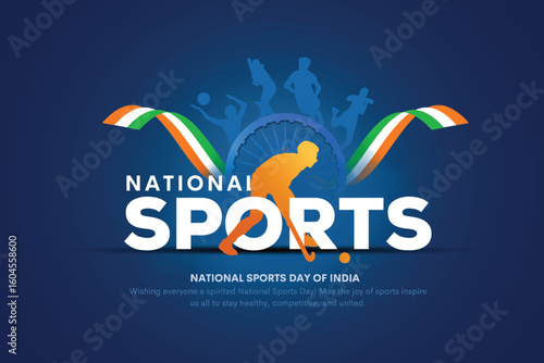 National Sports Day creative vector illustration design with sports player.