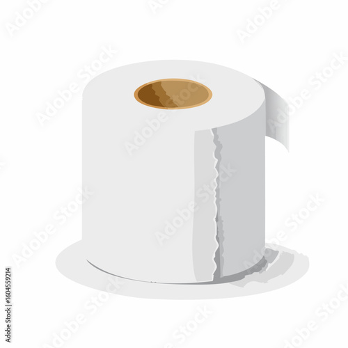 Toilet paper roll – White toilet paper roll unraveling slightly at the edge
