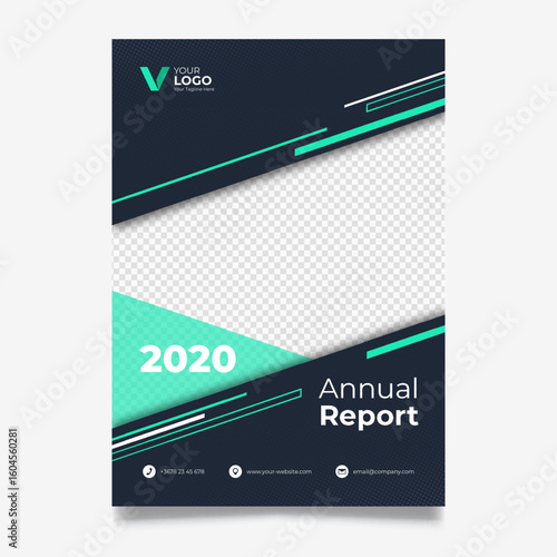 Abstract annual report template with photo