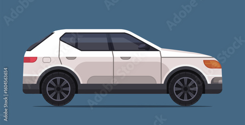 Car side view on blue background. Illustration of road transport. Crossover transport. Vector Not AI generated
