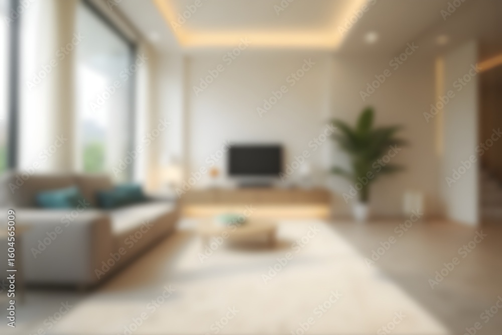 Fototapeta premium Abstract blurred living room decoration interior for background. 3d render