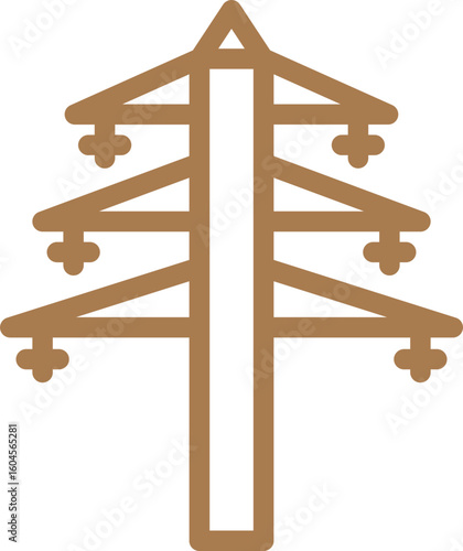 Flat style pylon icon in brown line art.