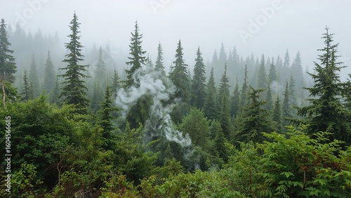Wallpaper Mural Smoke ascending above a vibrant forest rich with different kinds of green foliage Torontodigital.ca