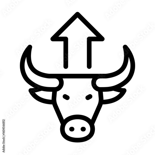 Bull market icon. Line icon. Vector icon with editable stroke. Isolated on transparent background.