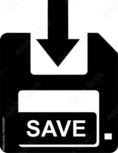 Save Icon Silhouette with Download Arrow
