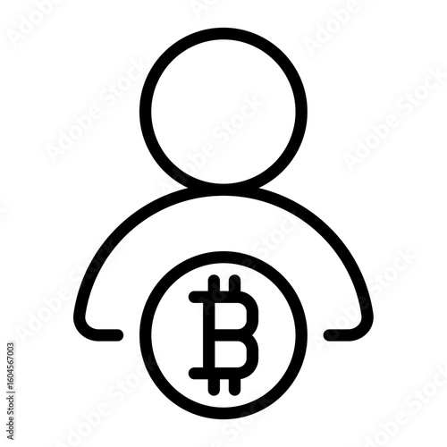 Bitcoin wallet owner icon. Line icon. Vector icon with editable stroke. Isolated on transparent background.