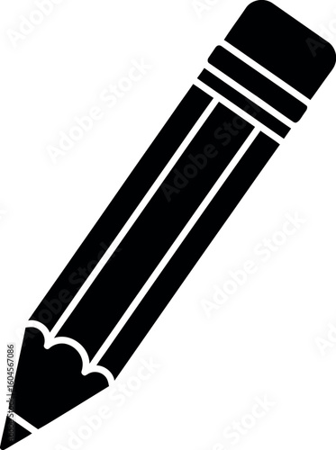Pencil Silhouette Icon Design, Simple Black Graphic of a Writing Tool