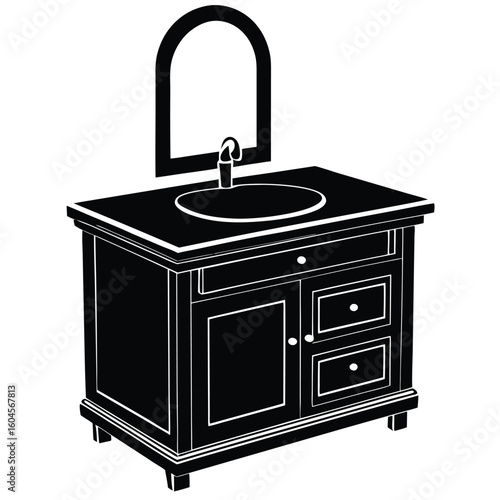 Interior designer element isolated bathroom vanity sample on white background