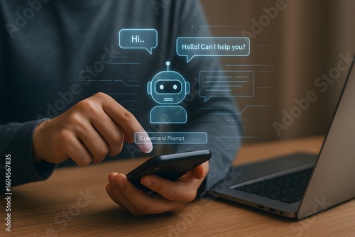 Wallpaper Mural concept of artificial intelligence-driven customer service, automated conversations, and the use of chatbots for support and information. Torontodigital.ca