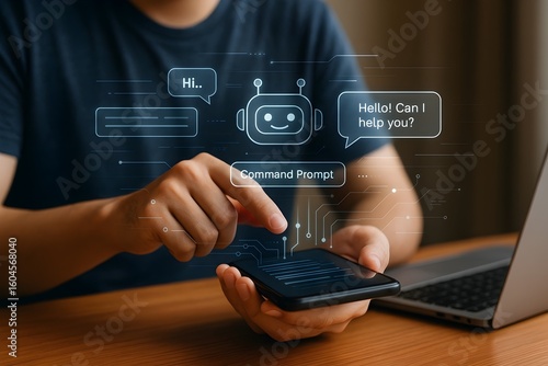 Wallpaper Mural concept of artificial intelligence-driven customer service, automated conversations, and the use of chatbots for support and information. Torontodigital.ca