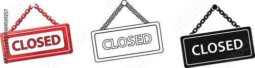 Closed sign vector illustration set for business hours and store closure information graphic design 98