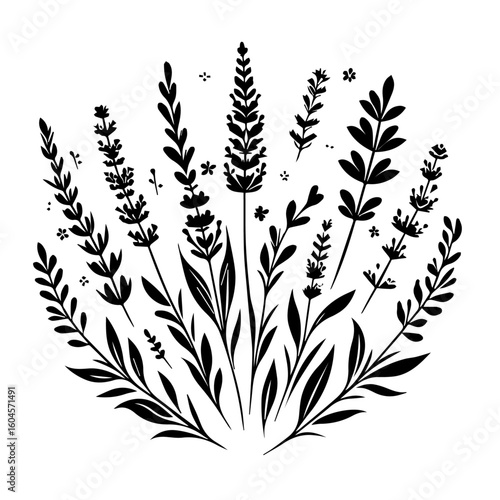 Black Silhouette Lavender Floral Arrangement