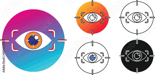 Eye scan biometric security system vector design for digital identity verification and access control