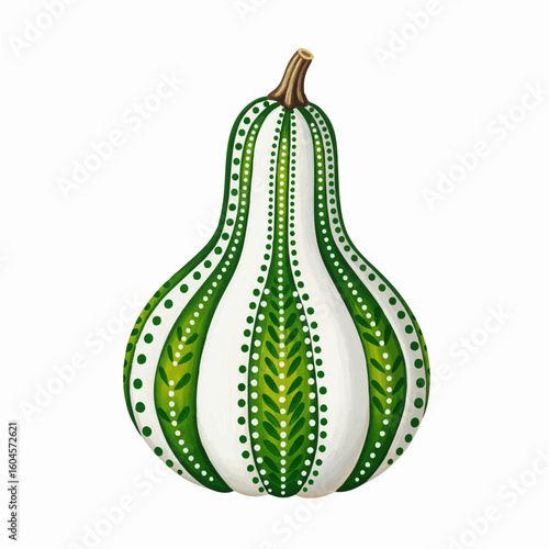 Folk Art Striped Gourd