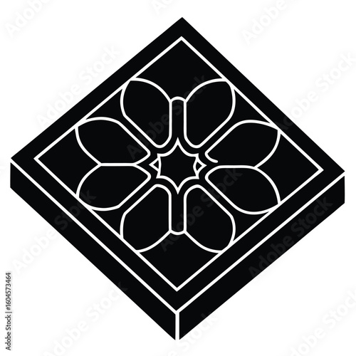 Interior designer element isolated ceramic tile sample on white background