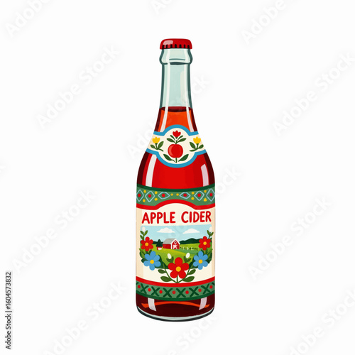Folk Art Apple Cider Bottle