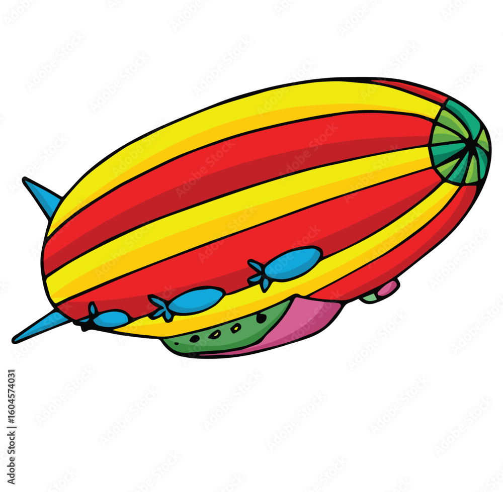 Fototapeta premium cute cartoon hand drawn vector Airship clipart.