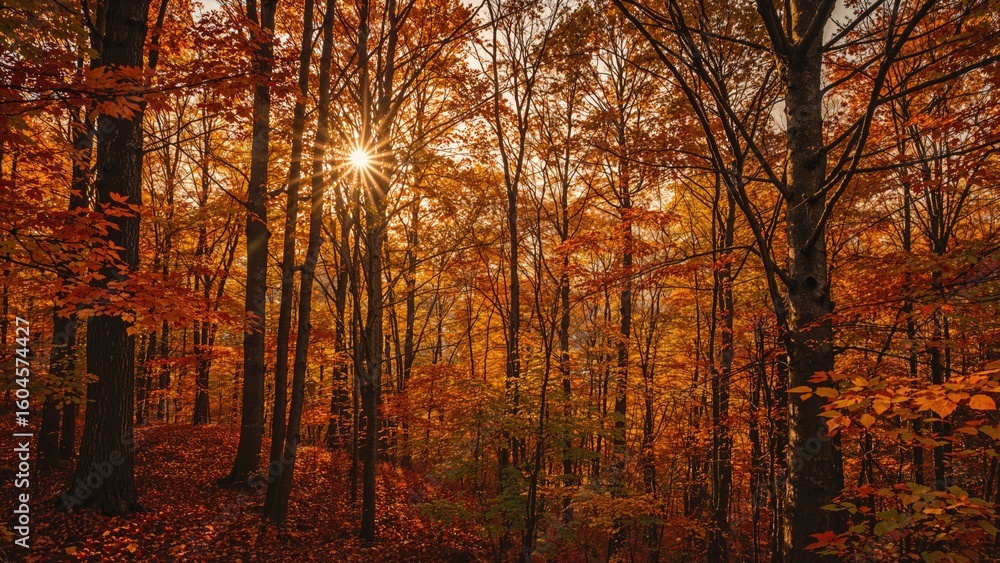 Obraz premium Abstract nature backdrop with trees and forest in fall