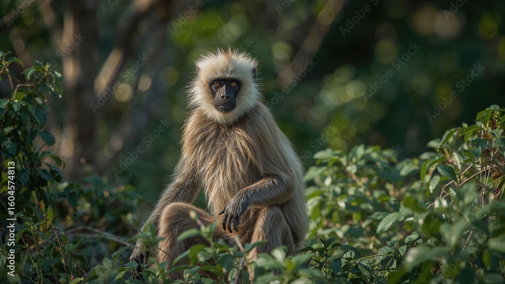 Obraz premium Elegant Monkey Featuring a White Crest