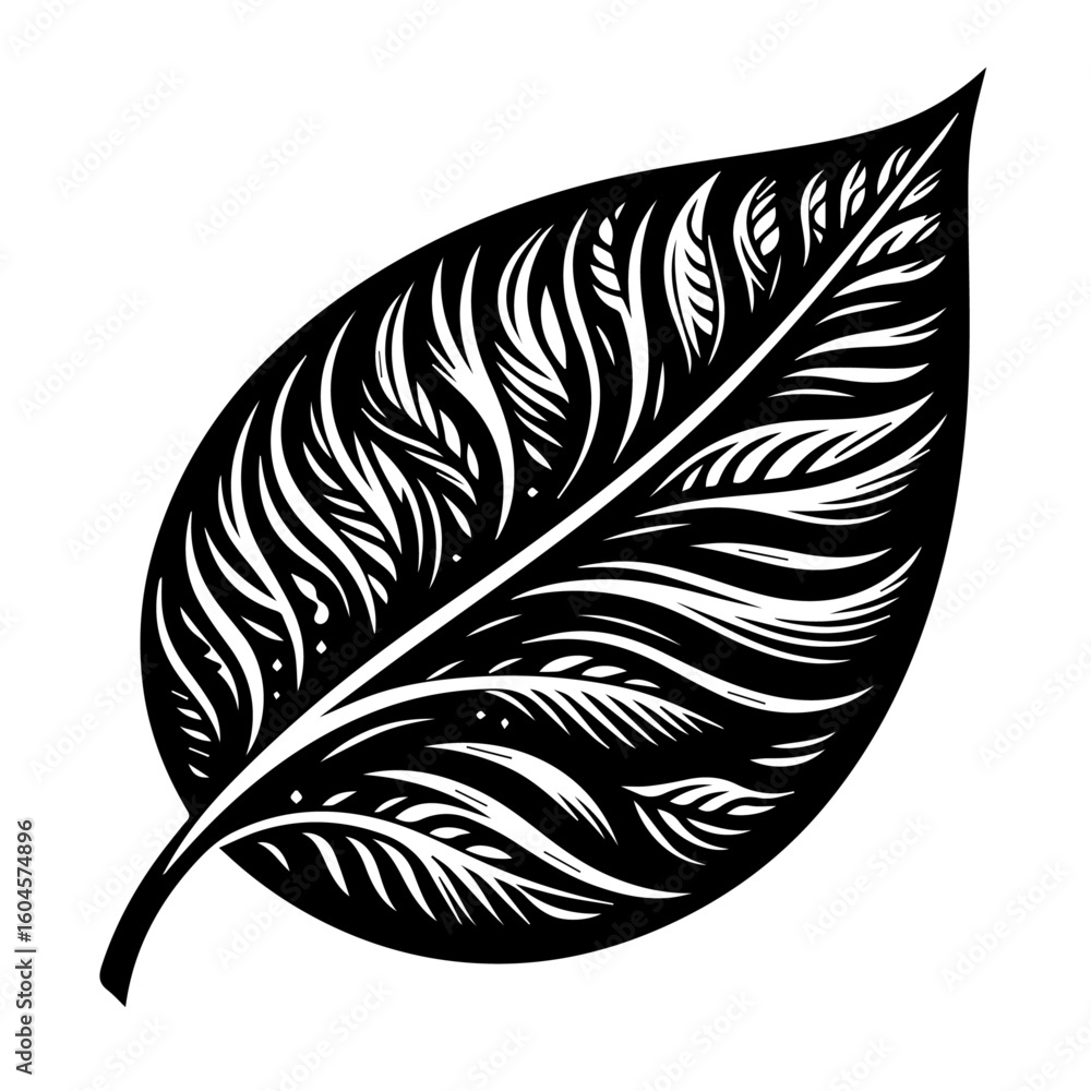 Obraz premium Intricate Black and White Leaf Design