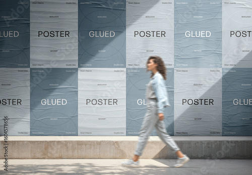 A4 Glued Posters Wall Mockup