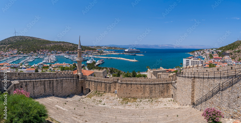 Naklejka premium The Cesme Town Coastline and Marina view in Turkey