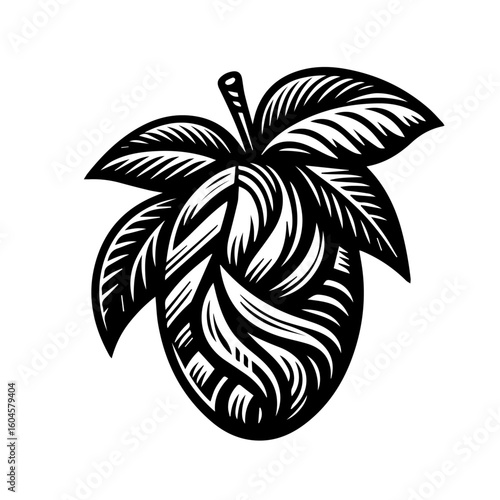 Stylized Black and White Hop Cone Illustration