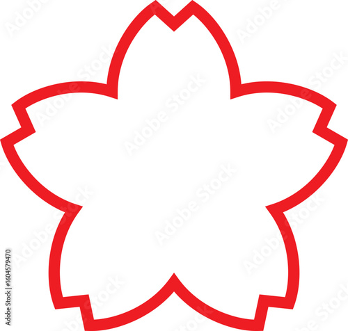 赤い桜のスタンプのフレーム、ベクターイラスト