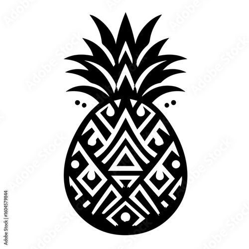 Stylized Black and White Pineapple Design