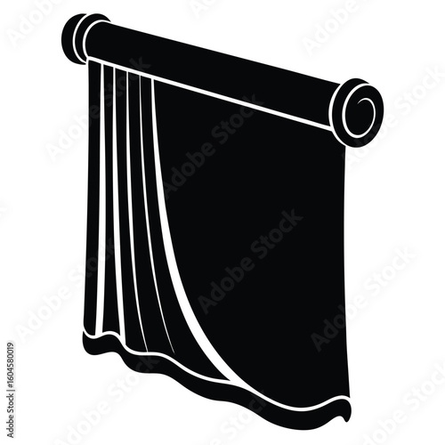 Interior designer element isolated curtain fabric roll on white background