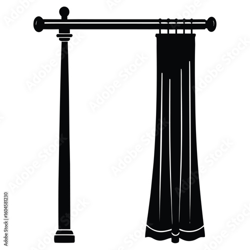 Interior designer element isolated curtain rod on white background