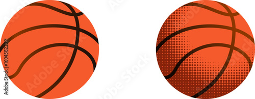 Basketball icons orange balls sports equipment