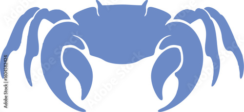 Stylized blue crab silhouette vector logo icon.
