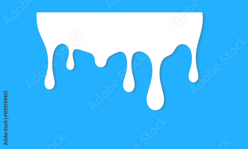 Dripping milk flows down. Dripping liquid. Fluid fluid. Spilling paint. Falling paint. Fluid oil stain. Abstract, liquid drops of ink. Milk products. Vector illustration