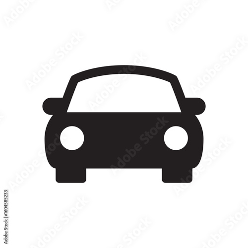 Flat view car icon silhouette black