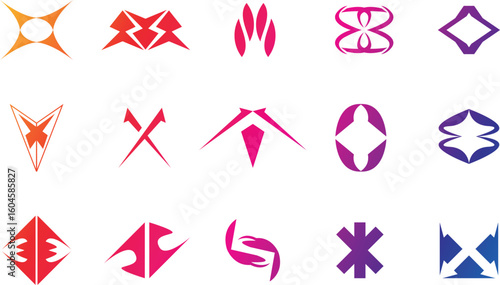 Brutalist abstract geometric shapes and grids. Brutal contemporary figure star oval spiral flower and other primitive elements. 