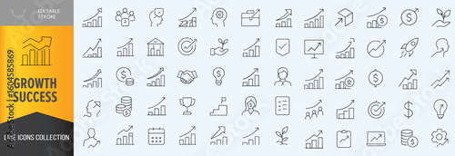 Growth and sucess icon set
