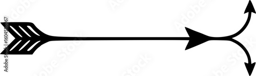 Single hand-drawn arrow with multiple directions on a plain background with copy space