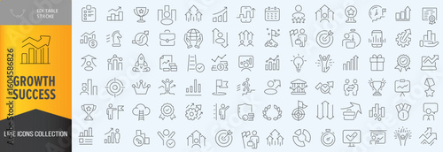 Growth and sucess icon set