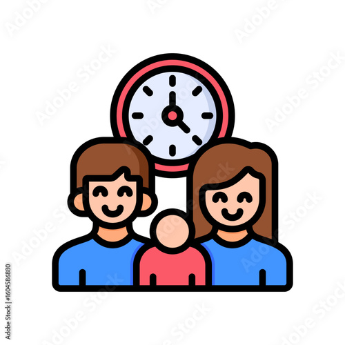 Family Time lineal color icon