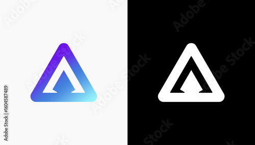 Abstract letter A logo for negative videotape film play vector template