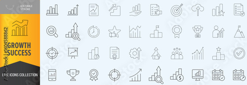 Growth and sucess icon set